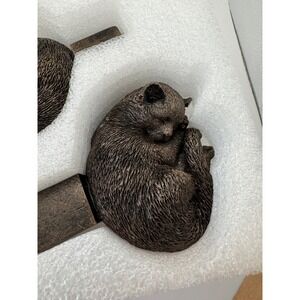 Potty Feet Sleeping Cat Curled Up Set of 3 Planter Risers Antique Bronze Finish